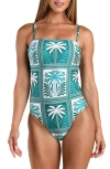 Sunshine 79 Patchwork Palms One-piece Swimsuit In Blue