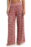 Sunshine 79 Shimmer Ripple Pointelle Stitch Wide Leg Cover-up Pants In Multi