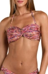 Sunshine 79 Shimmer Ripple Twist Bandeau Bikini Top In Multi