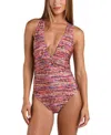 Sunshine 79 Shimmer Ripple V Plunge Crossback One Piece In Multi
