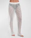 Sunshine 79 Shine Sequined Crochet Beach Pants In White
