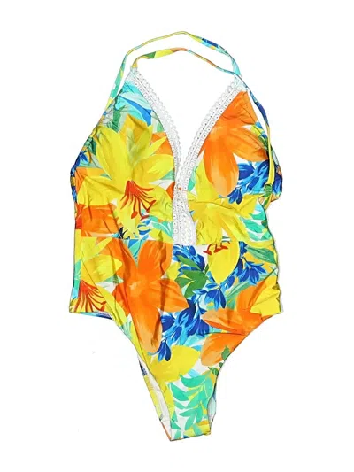 Pre-owned Sunshine 79 Sleeveless Top Yellow Plunge Neckline Tops