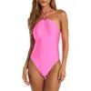 Sunshine 79 Gypset Halter One-piece Swimsuit In Electric Pink