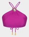 Sunshine 79 Solids High-neck Bikini Top In Bright Violet