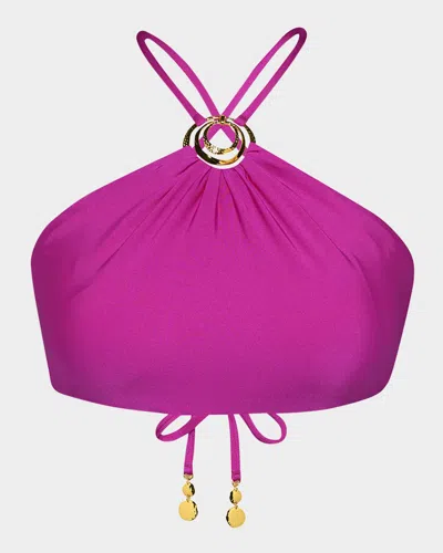 Sunshine 79 Solids High-neck Bikini Top In Bright Violet