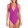 Sunshine 79 Solids Plunge One-piece Swimsuit In Purple