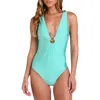 Sunshine 79 Solids Plunge One-piece Swimsuit In Blue