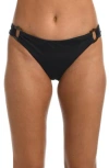 Sunshine 79 Solids Shirred O-ring Bikini Bottoms In Black
