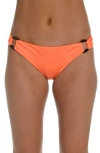 Sunshine 79 Solids Shirred O-ring Bikini Bottoms In Bright Coral