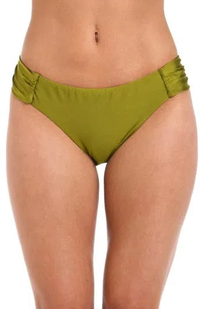 Sunshine 79 Solids Shirred Side Bikini Bottoms In Green