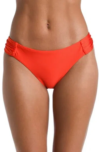 Sunshine 79 Solids Shirred Side Bikini Bottoms In Red