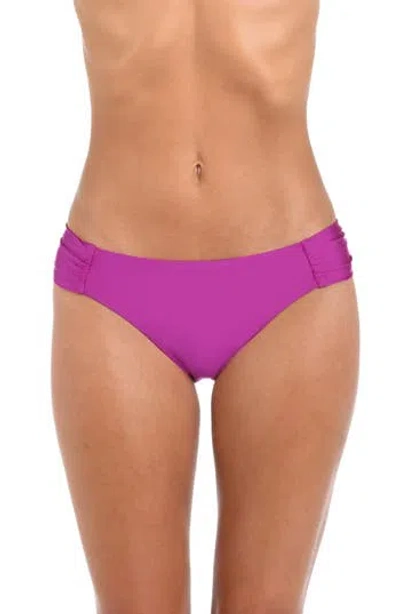 Sunshine 79 Solids Shirred Side Bikini Bottoms In Purple