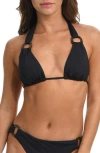 Sunshine 79 Solids Slider Triangle Bikini Top In Black