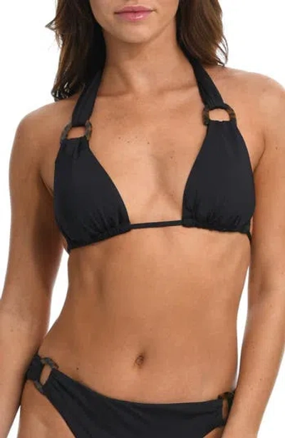 Sunshine 79 Solids Slider Triangle Bikini Top In Black