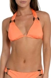 Sunshine 79 Solids Slider Triangle Bikini Top In Bright Coral