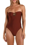 Sunshine 79 Solids Strapless One-piece Swimsuit In Brown