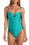 Sunshine 79 Solids Strapless One-piece Swimsuit In Green