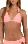 Sunshine 79 Solids Triangle Bikini Top In Pink
