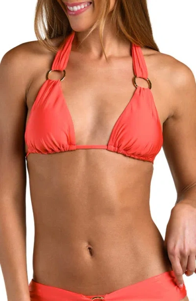 Sunshine 79 Solids Triangle Bikini Top In Orange