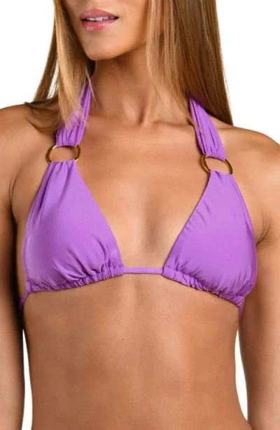 Sunshine 79 Solids Triangle Bikini Top In Purple