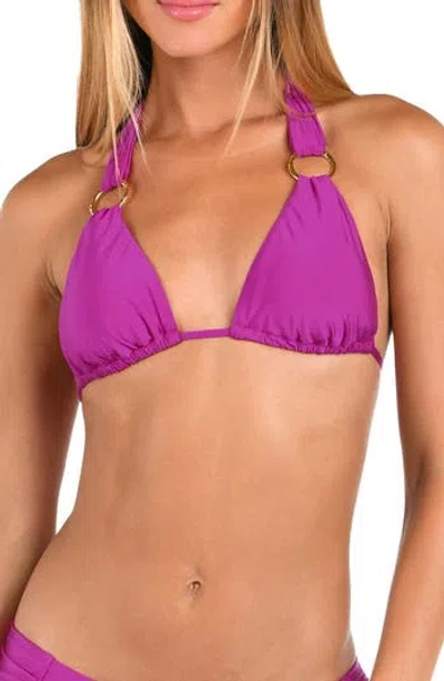 Sunshine 79 Solids Triangle Bikini Top In Purple