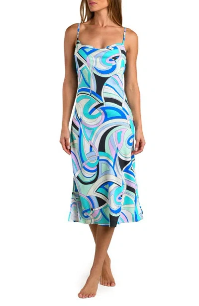 Sunshine 79 Studio Swirl Cowl Neck Sleeveless Midi Dress In Multi