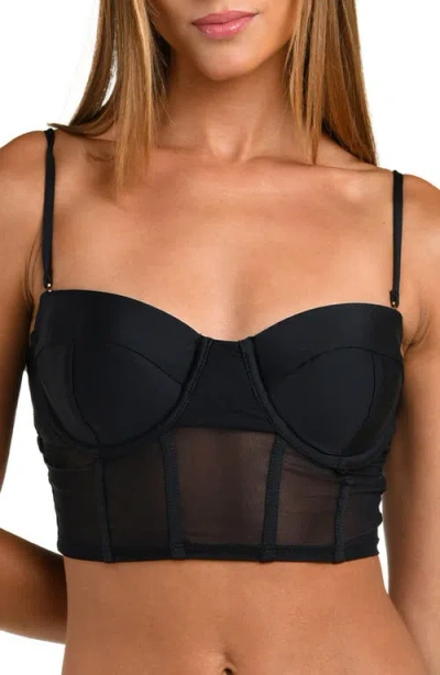 Sunshine 79 Sunshine Solids Crop Tankini Top In Black