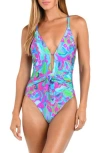 Sunshine 79 Swirltopia Plunge One-piece Swimsuit In Multi
