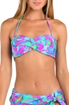 Sunshine 79 Swirltopia Twist Front Bandeau Bikini Top In Multi