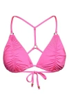 Sunshine 79 Gypset Tri-slider Shirred Bikini Top In Electric Pink