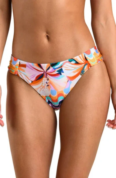 Sunshine 79 Untamed Tropics Shirred Side Bikini Bottoms In Brown