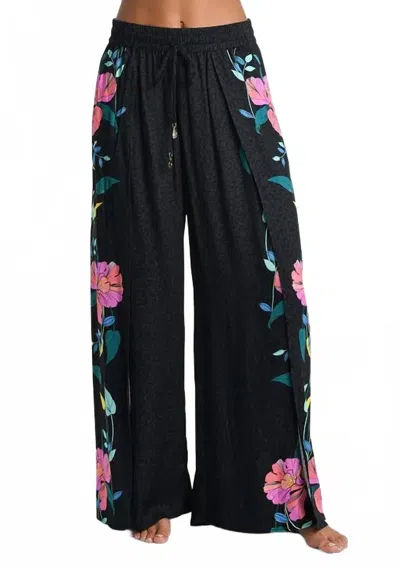 Sunshine 79 Women's Cascade Blooms Beach Pant In Black In Blue