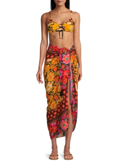 Sunshine 79 Women's Floral Pareo Cover Up Skirt In Multi