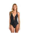 Sunshine 79 Solid V-plunge Halter One-piece Swimsuit In Black