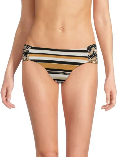 Sunshine 79 Women's Stripe Bikini Bottom In Brown