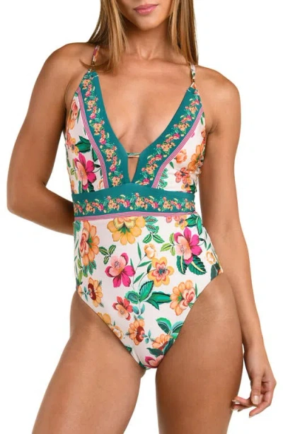 Sunshine 79 Zen Garden Plunge One-piece Swimsuit In Multi