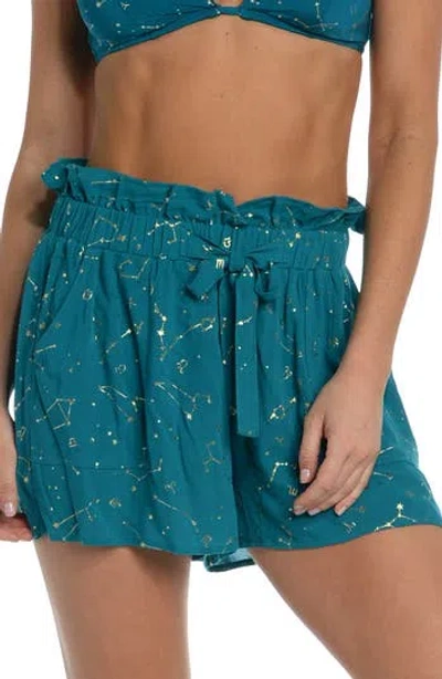 Sunshine 79 Zodiac Cover-up Shorts In Teal