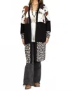 Sunshine & Rodeos Cow Print And Leopard Cardigan In Brown In Black