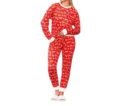 Sunshine & Rodeos Ho Ho Ho Pajama Set In Red