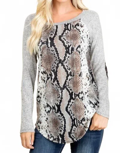 Sunshine & Rodeos Long Sleeve Snake Skin Shirt In Grey In Multi