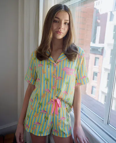 Sunshine Society Cabana Club Silky Set In Green