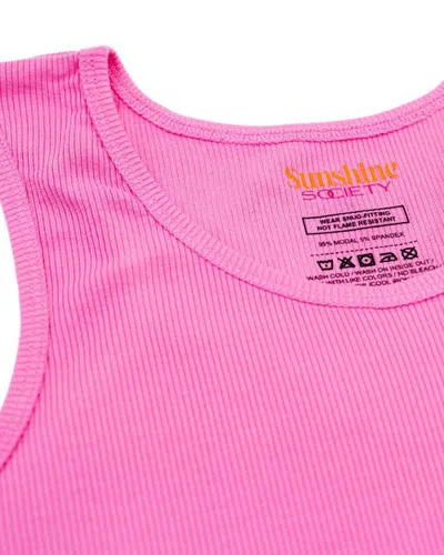 Sunshine Society Classic Ribbed Tank In Pink