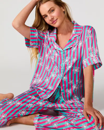 Sunshine Society Daisy Silky Pant Set In Blue