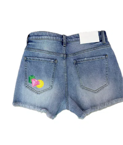 Sunshine Society Denim Shorts, Gems In Blue