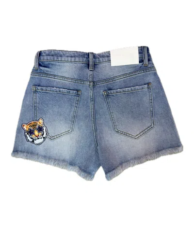 Sunshine Society Denim Shorts, Tiger In Blue