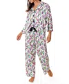 Sunshine Society Fashionista Silky 3/4 Sleeve Pants Set In Multi