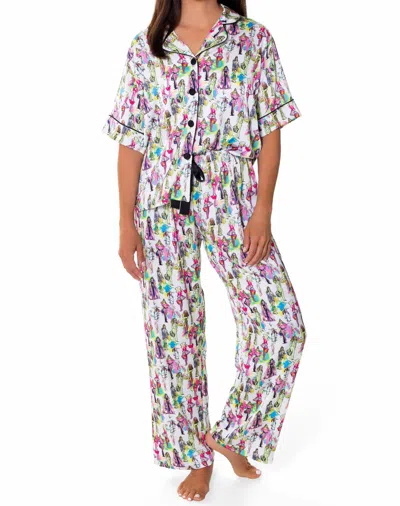 Sunshine Society Fashionista Silky Pant Set In Multi