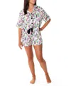 Sunshine Society Fashionista Silky Short Sleeve Shorts Set In Multi
