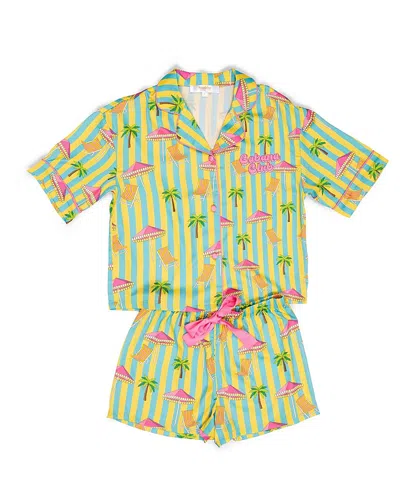 Kids Cabana Club Silky Short Set In Multi from Sunshine Society