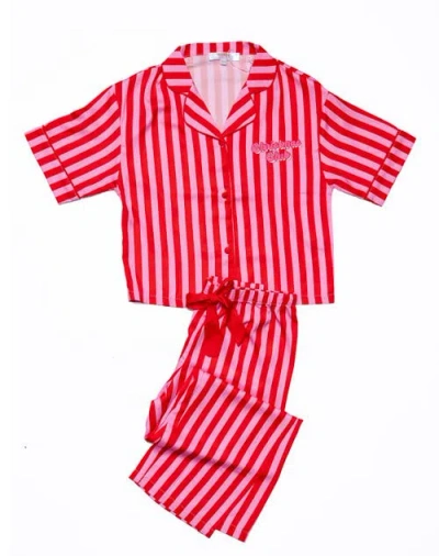 Sunshine Society Kids'  Girls' Christmas Club Short Sleeve Pants Set In Red